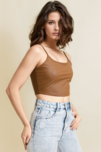 Load image into Gallery viewer, Leatherette Strappy Crop Cami Top