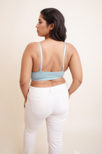 Load image into Gallery viewer, Feminine plus size lace sage brami with waistband loop detail.