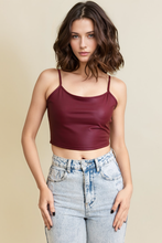 Load image into Gallery viewer, Leatherette Strappy Crop Cami Top
