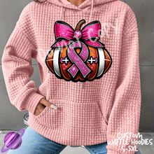 Load image into Gallery viewer, BLING PINK RIBBON FOOTBALL - CUSTOM WAFFLE HOODIES PREORDER CLOSING 9/30