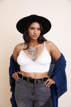 Load image into Gallery viewer, Chic waistband loop lace white brami plus size top for curves.