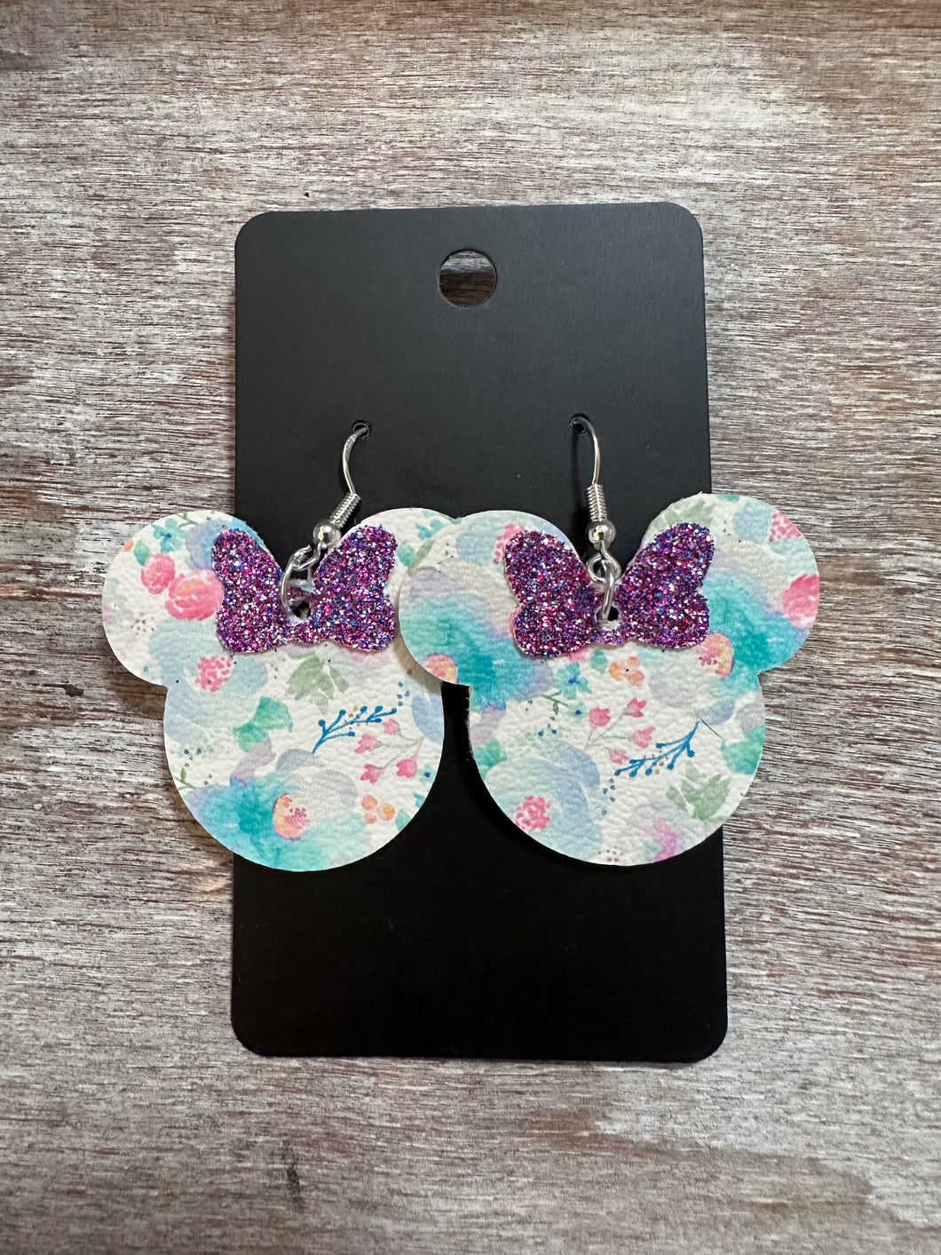 Teal Floral Mouse Earrings