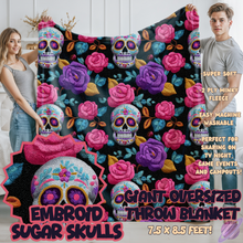 Load image into Gallery viewer, EMBROID SUGAR SKULLS-OVERSIZED THROW 14-PREORDER CLOSING 10/8