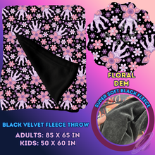 Load image into Gallery viewer, FLORAL DEM- SOFT BLACK FLEECE THROW 13-PREORDER CLOSING 1/14