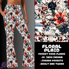 Load image into Gallery viewer, FLORAL PLAID-YOGA FLARES 7-PREORDER DUE 10/2