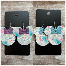 Load image into Gallery viewer, Teal Floral Mouse Earrings
