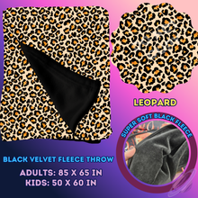 Load image into Gallery viewer, LEOPARD- SOFT BLACK FLEECE THROW 13-PREORDER CLOSING 1/14