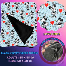 Load image into Gallery viewer, LOVE MICE- SOFT BLACK FLEECE THROW 13-PREORDER CLOSING 1/14
