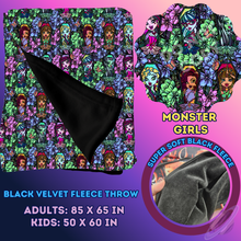 Load image into Gallery viewer, MONSTER GIRLS- SOFT BLACK FLEECE THROW 13-PREORDER CLOSING 1/14