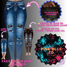 Load image into Gallery viewer, PINK BLUE TD-FAUX JEAN LEGGING-PREORDER CLOSING 12/2