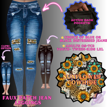 Load image into Gallery viewer, SUNFLOWER COWHIDE-FAUX JEAN LEGGING-PREORDER CLOSING 12/2