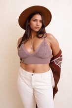 Load image into Gallery viewer, Elegant plus size lace mocha brami with loop waistband design.