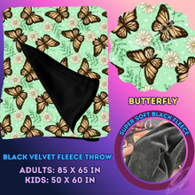 Load image into Gallery viewer, BUTTERFLY- SOFT BLACK FLEECE THROW 13-PREORDER CLOSING 1/14