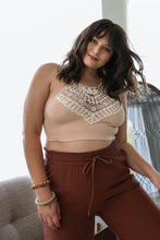 Load image into Gallery viewer, Blush stylish plus size crochet bralette with cross-back straps.