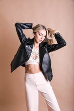 Load image into Gallery viewer, Halter crochet lace blush bralette with intricate design.