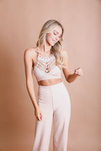 Load image into Gallery viewer, Crochet lace high neck blush bralette with soft stretchy fabric.