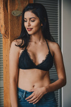 Load image into Gallery viewer, Eyelet Lace T-Back Bralette XS/S / Black