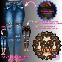 Load image into Gallery viewer, FLORAL BATS-FAUX JEAN LEGGING-PREORDER CLOSING 12/2
