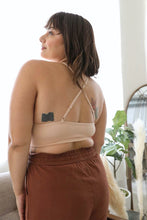 Load image into Gallery viewer, Soft and stretchy blush crochet bralette high neck plus size.