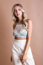 Load image into Gallery viewer, Plus size sage crochet lace bralette with soft stretchy fabric.