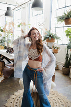 Load image into Gallery viewer, Plus size rust lace high neck bralette with cross-back straps.