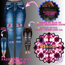 Load image into Gallery viewer, MAROON TD-FAUX JEAN LEGGING-PREORDER CLOSING 12/2