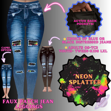 Load image into Gallery viewer, NEON SPLATTER-FAUX JEAN LEGGING-PREORDER CLOSING 12/2