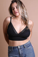 Load image into Gallery viewer, Stylish loop lace black brami plus size with soft stretch fabric.