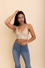 Load image into Gallery viewer, Posh Faux Leather Longline Bralette Small / Oatmeal