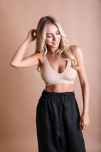Load image into Gallery viewer, Stretchy lace seamless beige bralette ideal for layering and everyday comfort.