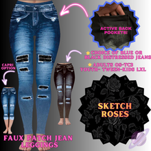 Load image into Gallery viewer, SKETCH ROSES-FAUX JEAN LEGGING-PREORDER CLOSING 12/2