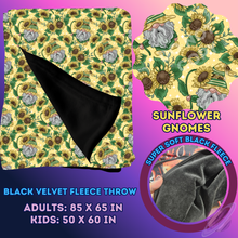 Load image into Gallery viewer, SUNFLOWER GNOMES- SOFT BLACK FLEECE THROW 13-PREORDER CLOSING 1/14
