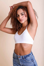 Load image into Gallery viewer, Ivory-feminine embroidered tattoo back bralette for layering.