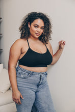 Load image into Gallery viewer, Embroidered tattoo style mesh black bralette for comfort.