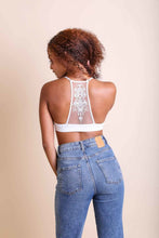 Load image into Gallery viewer, Tattoo style back ivory bralette with lightweight fabric.