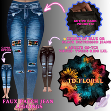 Load image into Gallery viewer, TD FLORAL-FAUX JEAN LEGGING-PREORDER CLOSING 12/2