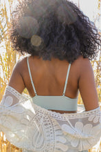 Load image into Gallery viewer, Loop lace sage brami with adjustable straps and decorative waistband.