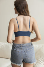 Load image into Gallery viewer, Versatile blue lace brami top with waistband loop detail for styling.