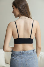 Load image into Gallery viewer, Breathable lace black brami with decorative loop waistband for layering.
