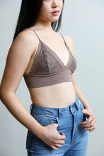 Load image into Gallery viewer, Mocha loop lace waistband brami with adjustable straps for comfort.