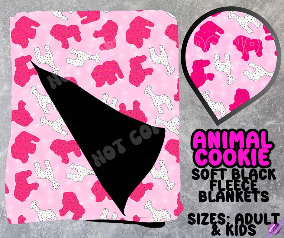 ANIMAL COOKIE - SOFT BLACK FLEECE THROWS 10 - PREORDER CLOSING 5/4
