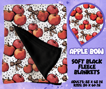 Load image into Gallery viewer, APPLE BOW - SOFT BLACK FLEECE THROWS RUN 12-PREORDER CLOSING 9/22
