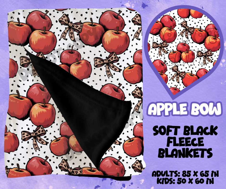 APPLE BOW - SOFT BLACK FLEECE THROWS RUN 12-PREORDER CLOSING 9/22