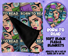 Load image into Gallery viewer, BORN TO READ - SOFT BLACK FLEECE THROWS RUN 12-PREORDER CLOSING 9/22
