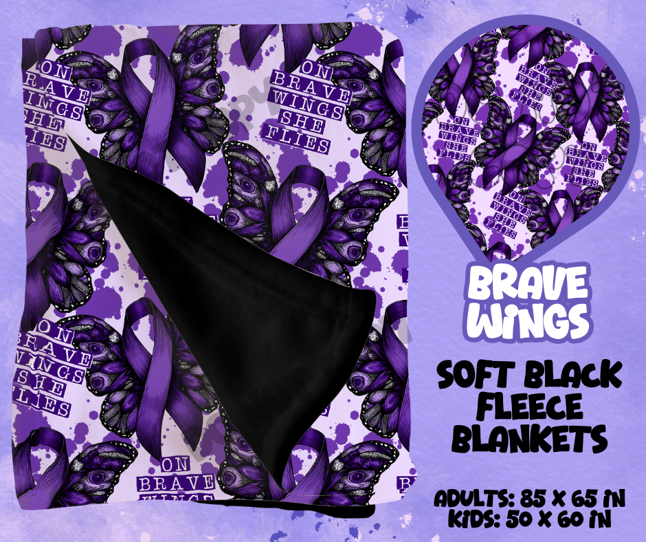 BRAVE WINGS - SOFT BLACK FLEECE THROWS RUN 12-PREORDER CLOSING 9/22