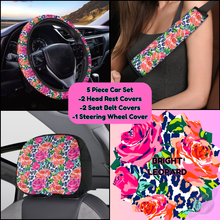 Load image into Gallery viewer, 5 PIECE CAR SET-BRIGHT LEOPARD FLORAL-PREORDER CLOSING 9/5
