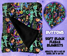 Load image into Gallery viewer, BUTTONS - SOFT BLACK FLEECE THROWS RUN 12-PREORDER CLOSING 9/22

