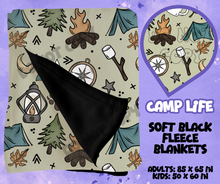 Load image into Gallery viewer, CAMP LIFE - SOFT BLACK FLEECE THROWS RUN 12-PREORDER CLOSING 9/22

