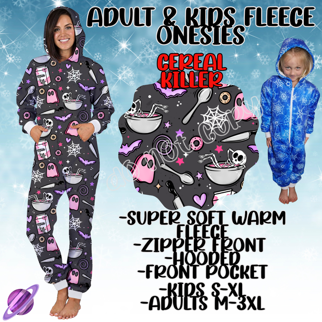 CEREAL KILLER - ADULT & KIDS FLEECE ONESIES CLOSING 9/28