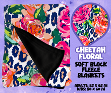 Load image into Gallery viewer, CHEETAH FLORAL - SOFT BLACK FLEECE THROWS RUN 12-PREORDER CLOSING 9/22
